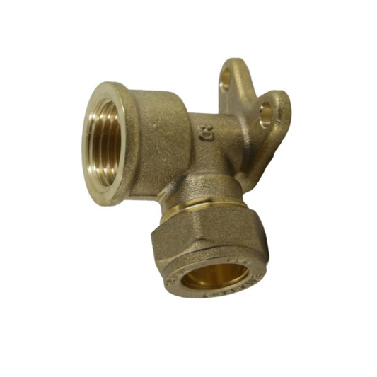 DZR Compression - Wallplate Elbow - 22mm x 3/4"