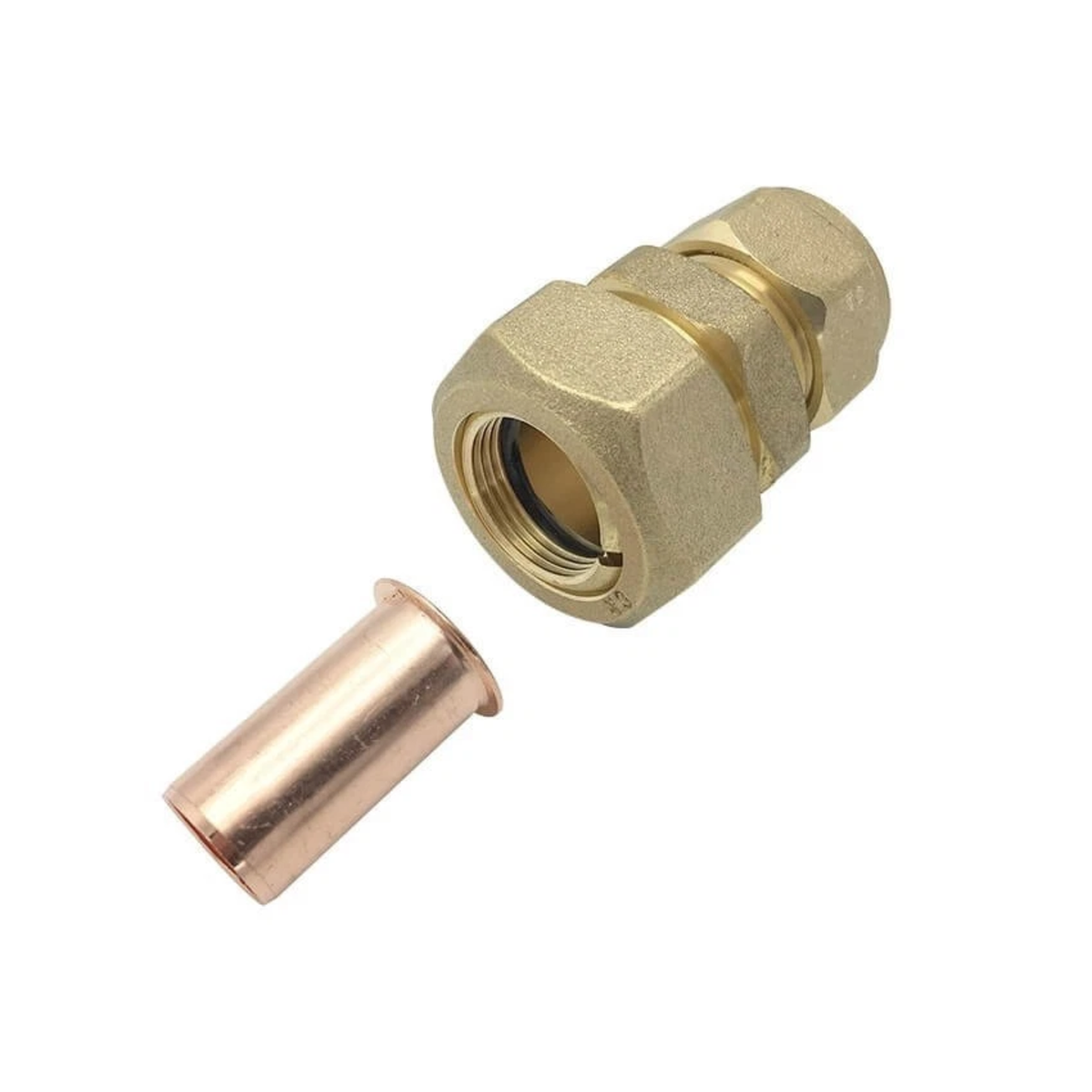 Brass Compression - Pipe Line Fitting - 3/4” PVC/POLYORC x 22mm