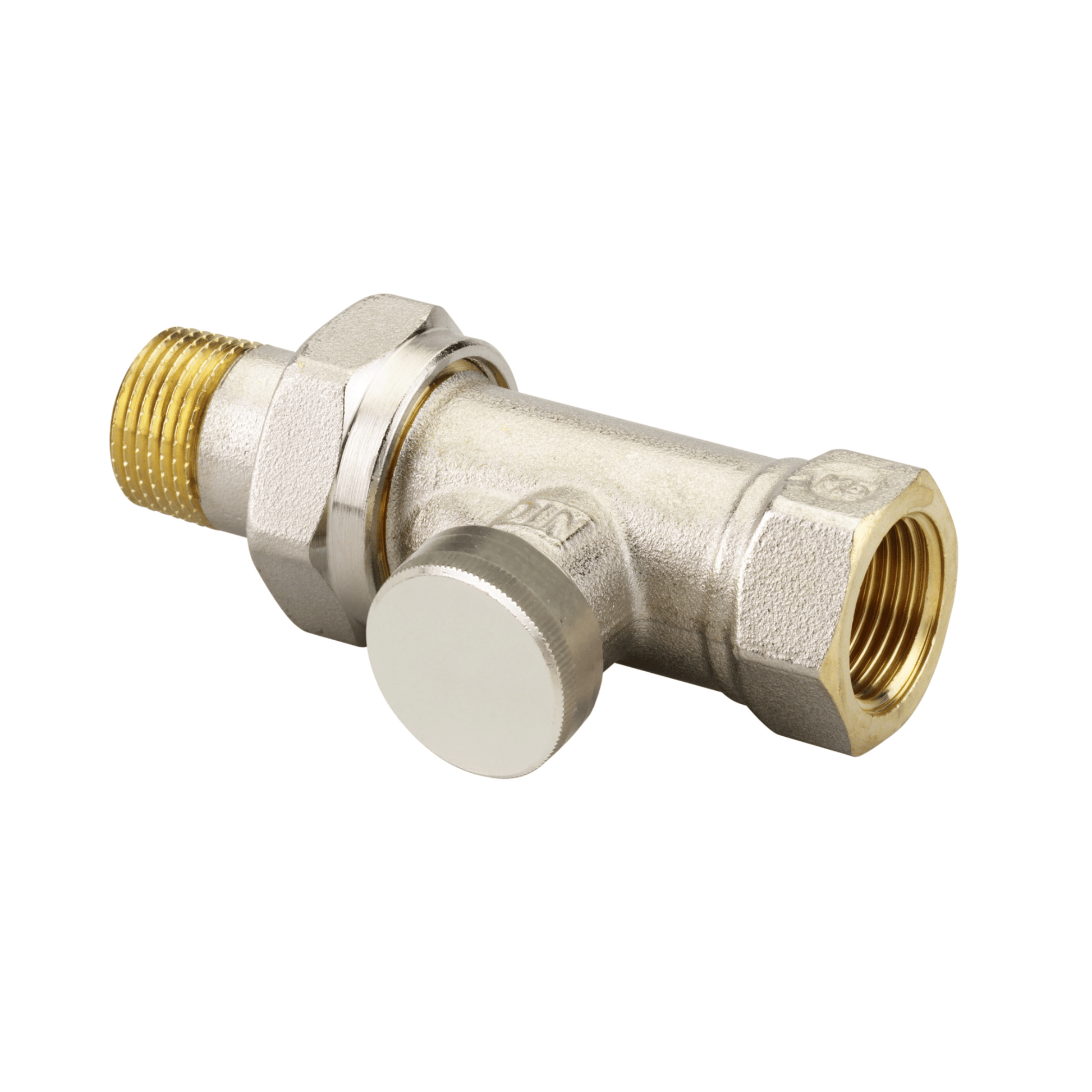 Danfoss RLV-S Lockshield Valve - Straight - Nickel Plated - 3/8" - 003L0122