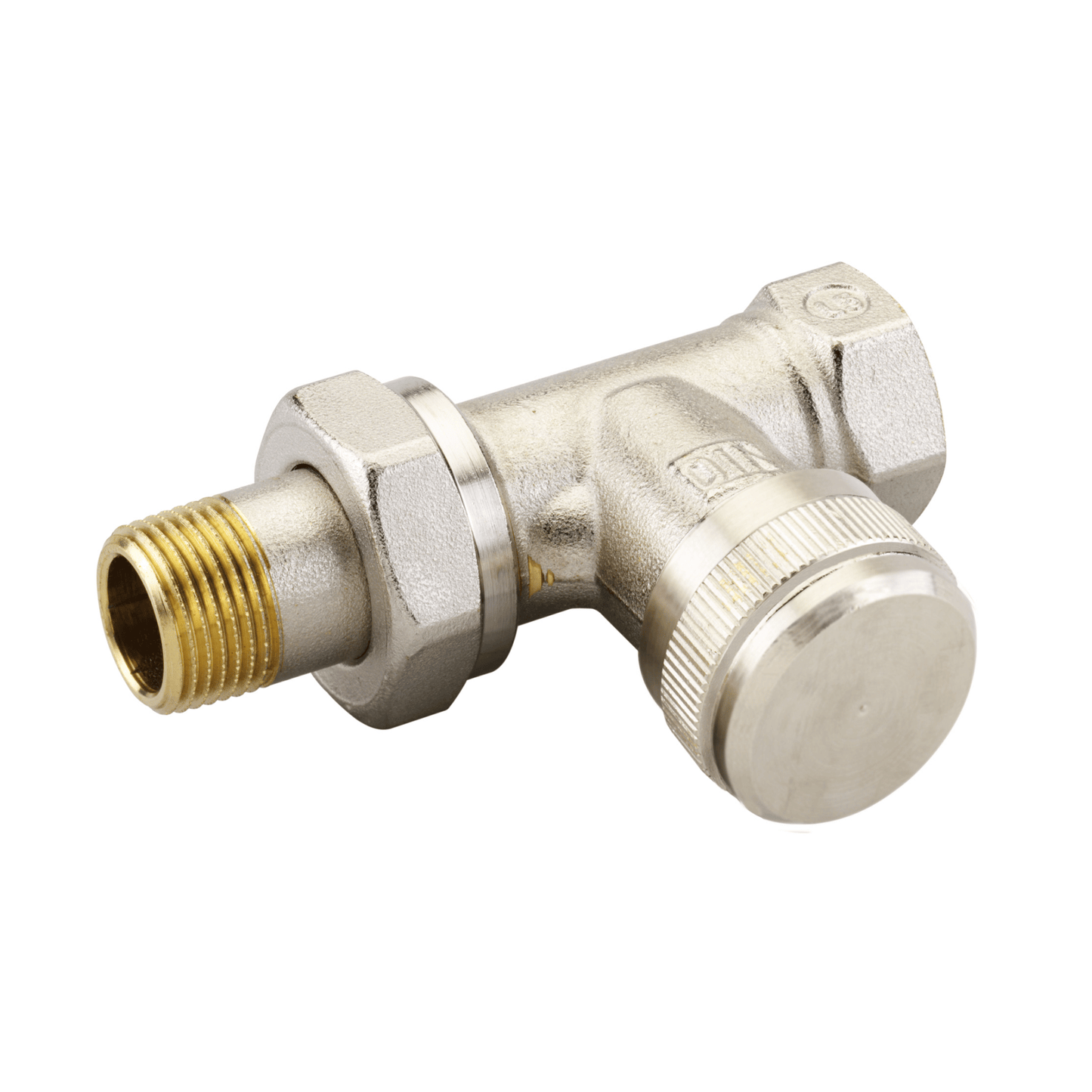 Danfoss RLV Lockshield Valve with Drain Off - Straight - Nickel Plated - 3/8" - 003L0142