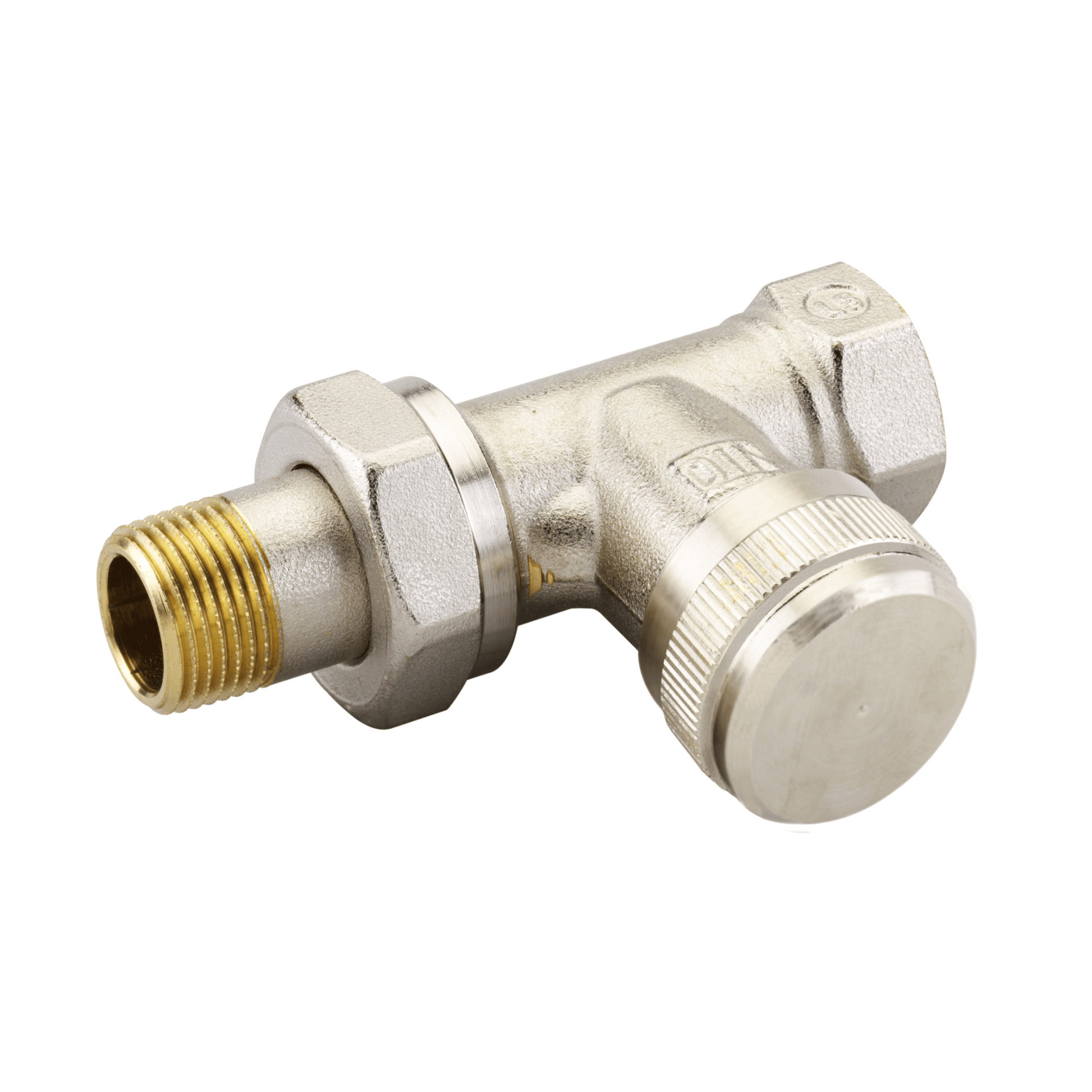 Danfoss RLV Lockshield Valve with Drain Off - Straight - Nickel Plated - 3/8" - 003L0142