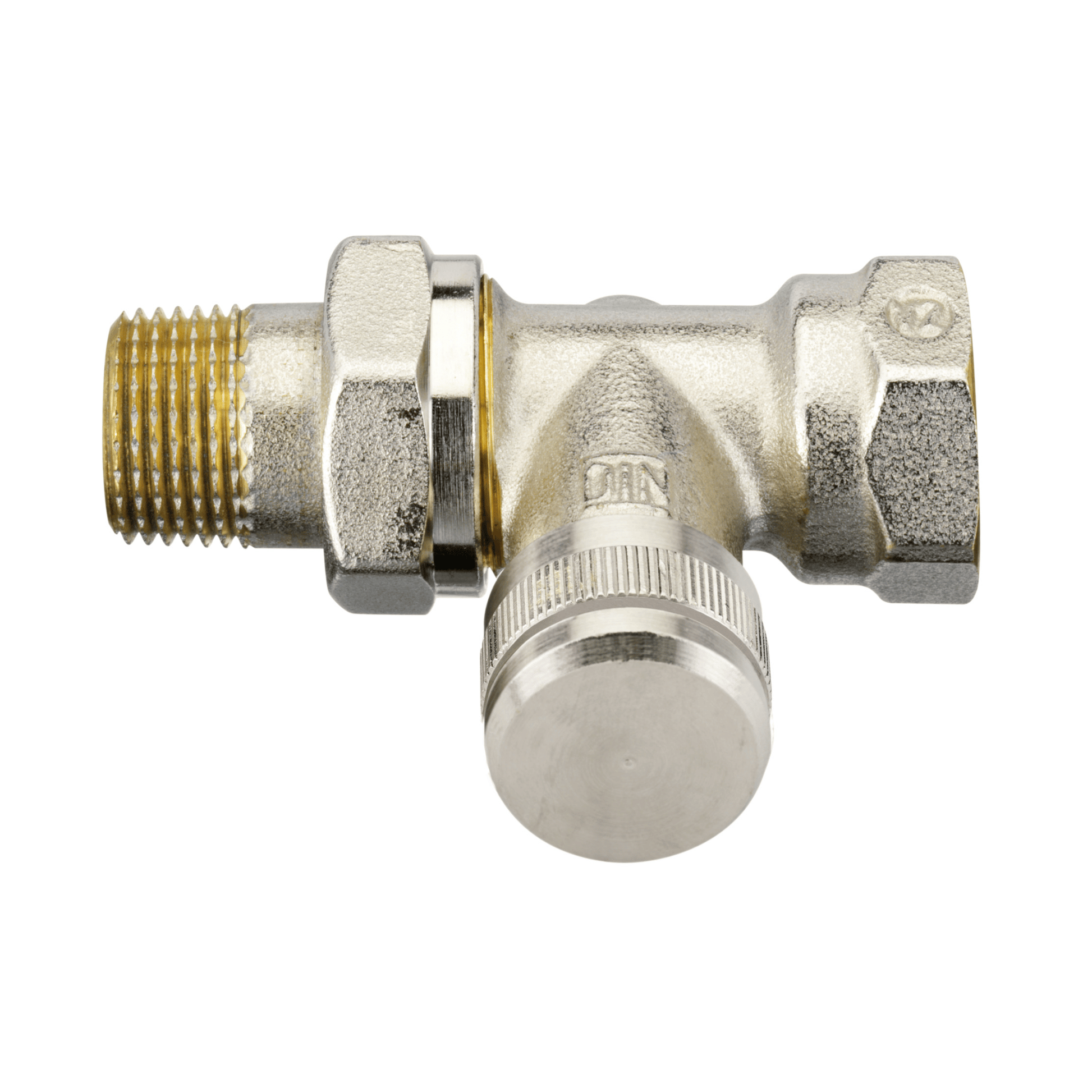 Danfoss RLV Lockshield Valve with Drain Off - Straight - Nickel Plated - 1/2" - 003L0144