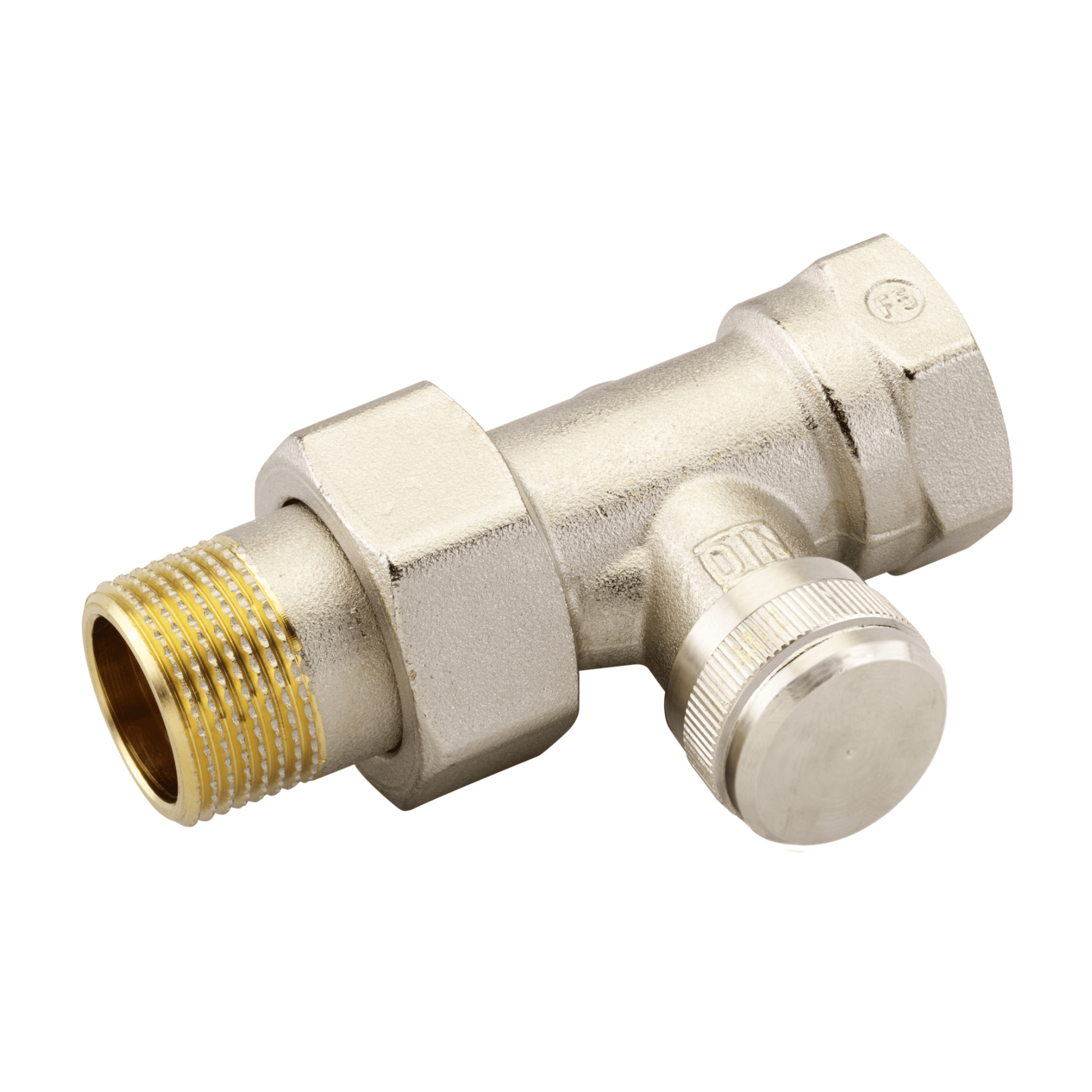 Danfoss RLV Lockshield Valve with Drain Off - Straight - Nickel Plated - 3/4" - 003L0146