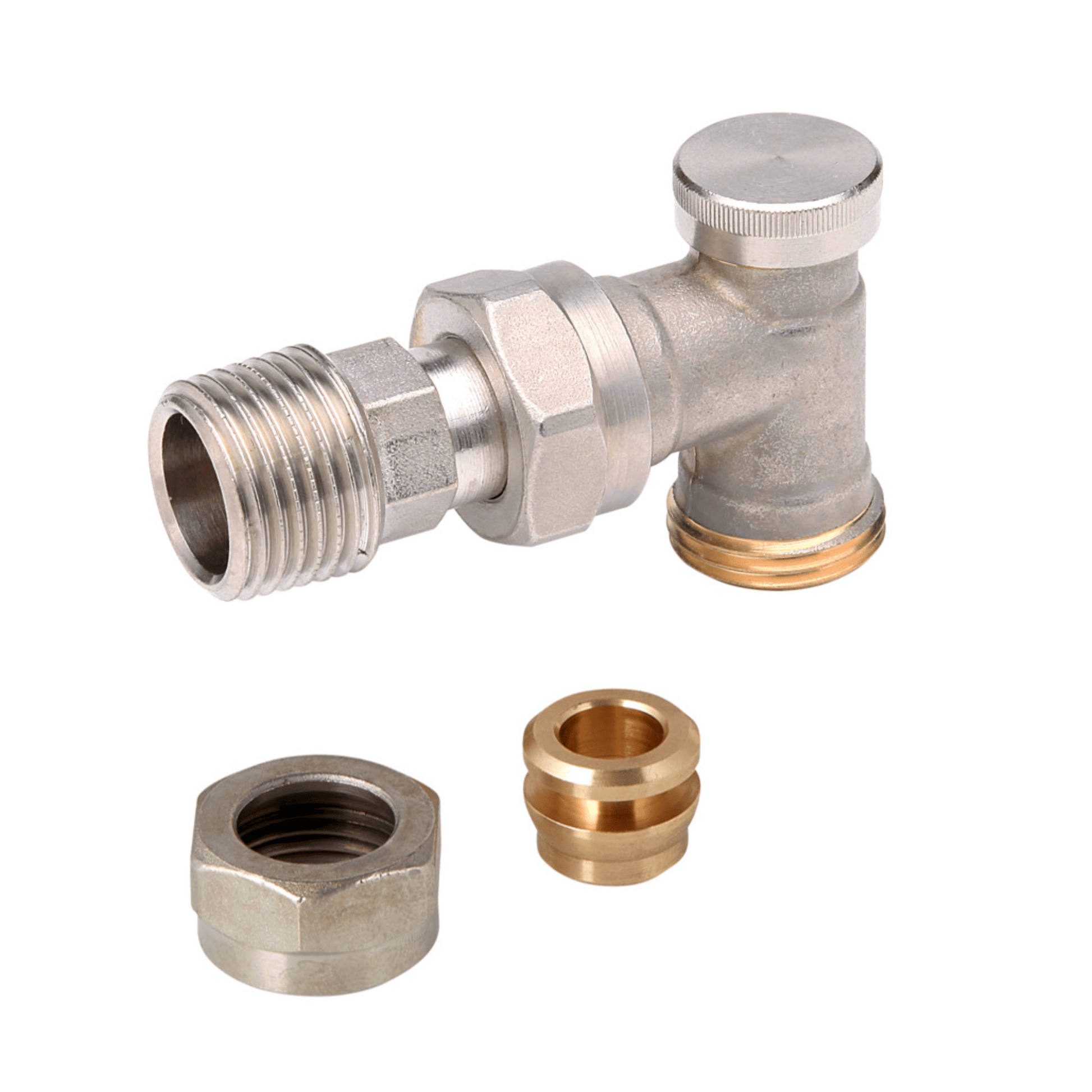 Danfoss RLV-D Lockshield Valve - Angle - Nickel Plated - 10mm - 003L0204