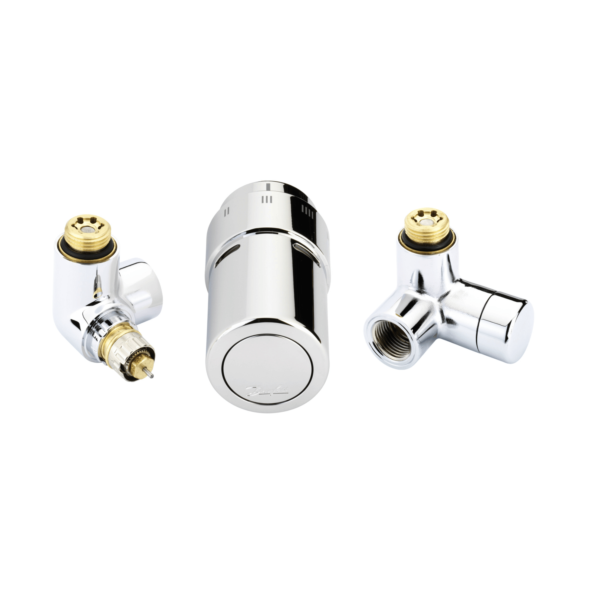Danfoss RAX Design Set - RAX TRV and Lockshield Set - Left Hand - 1/2" - Chrome - 013G4004