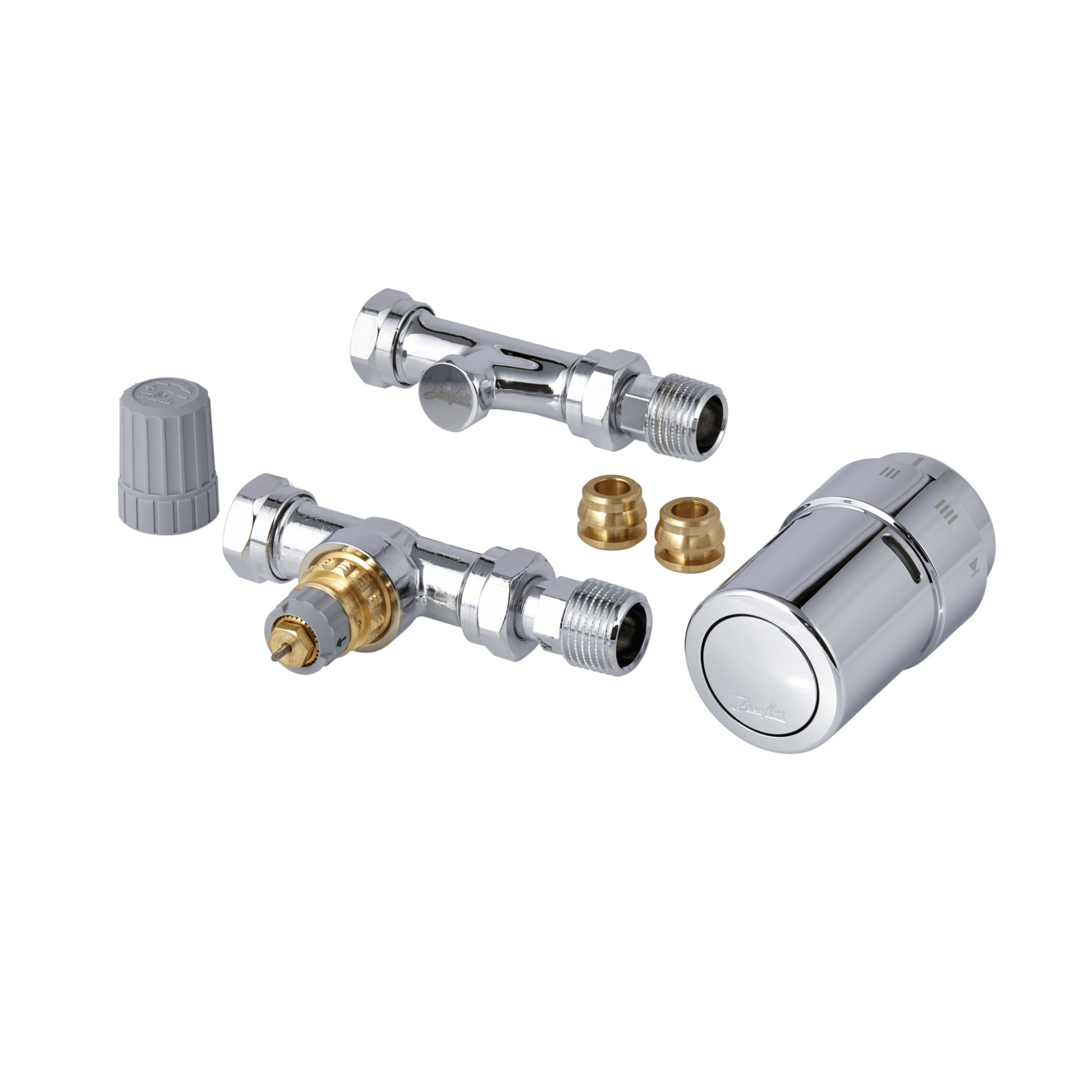 Danfoss RAS-D2 Radiator Pack - Straight - 10/15mm - Chrome - 013G6018