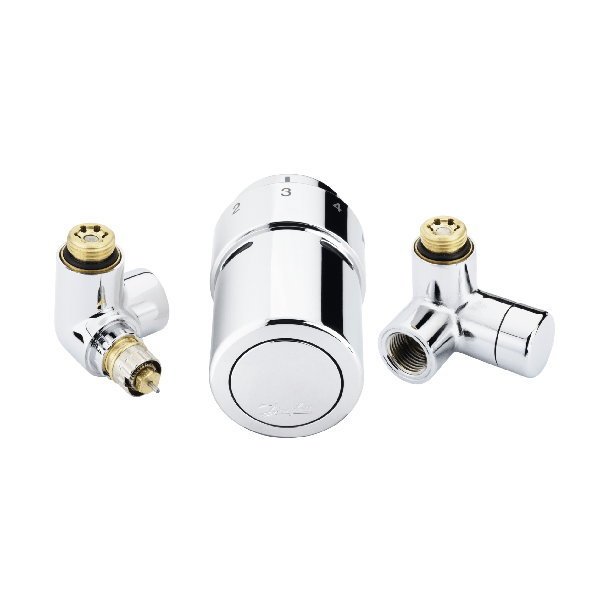 Danfoss RTX Design Set - RTX TRV and Lockshield Set - Left Hand - 1/2" - Chrome - 013G4133