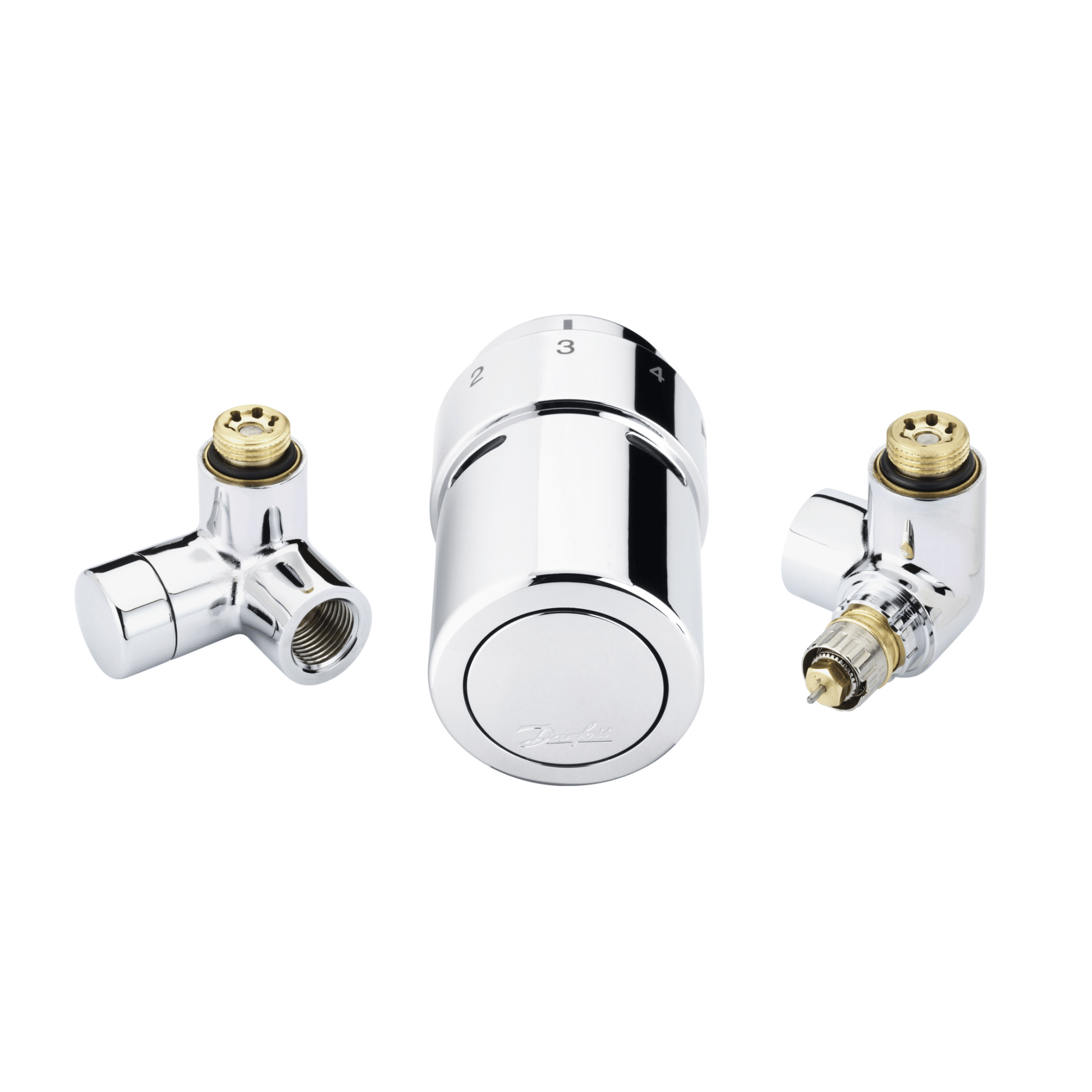 Danfoss RTX Design Set - RTX TRV and Lockshield Set - Right Hand - 1/2" - Chrome - 013G4132