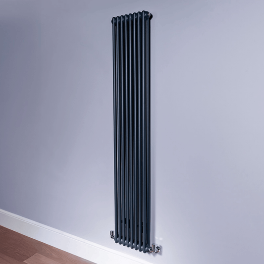 DQ Ardent 2 Column Vertical Radiator - 1800mm x 300mm - Anthracite Texture (RAL 7016) - AM2.1800/6-A