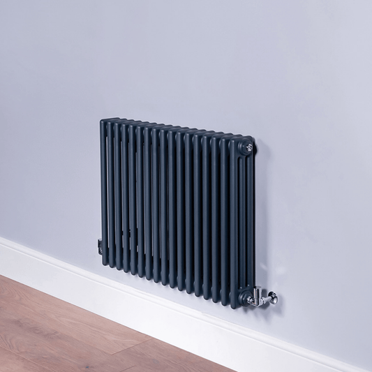 DQ Ardent 3 Column Horizontal Radiator - 600mm x 806mm - Anthracite Texture (RAL 7016) - AM3.600/17-A