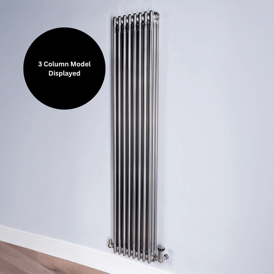 DQ Ardent 2 Column Vertical Radiator - 1800mm x 392mm - Bare Metal Lacquer - AM2.1800/8-BML