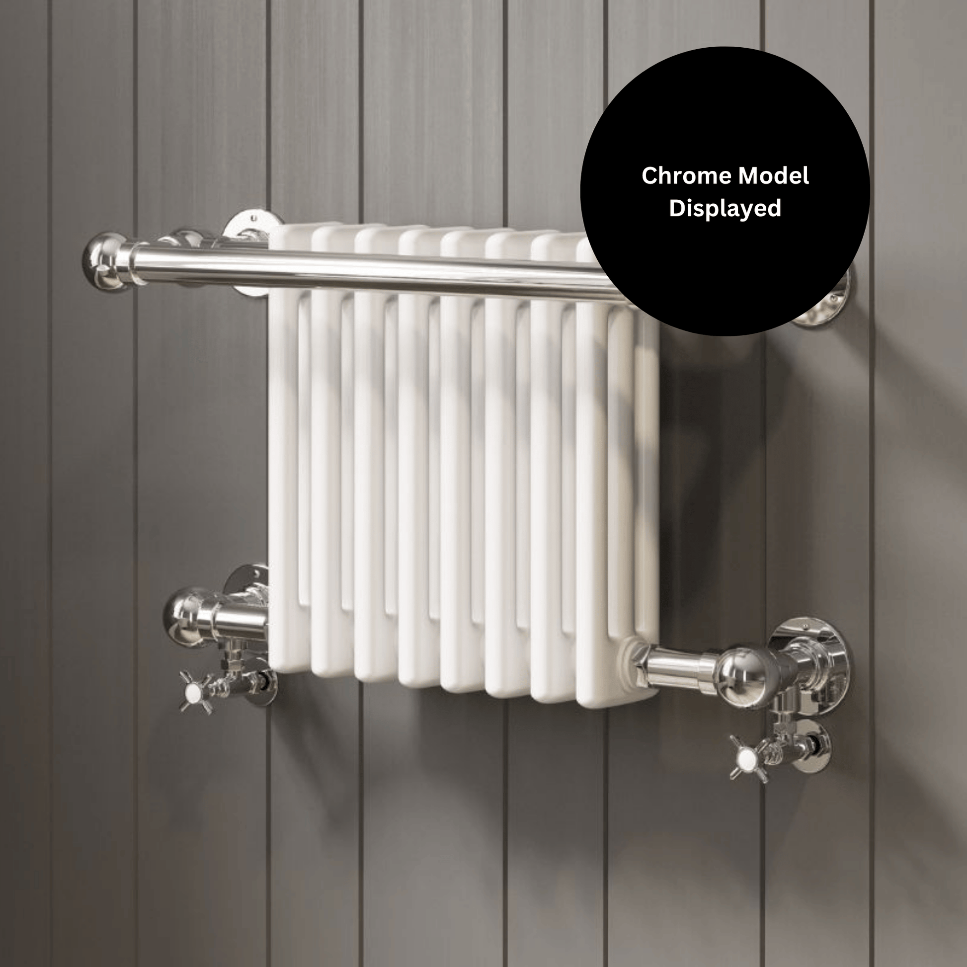 DQ Ashill Wall Mounted Towel Rail - 505mm x 500mm - Polished Brass with White (RAL 9016) Insert - ASHILL-1W-PB
