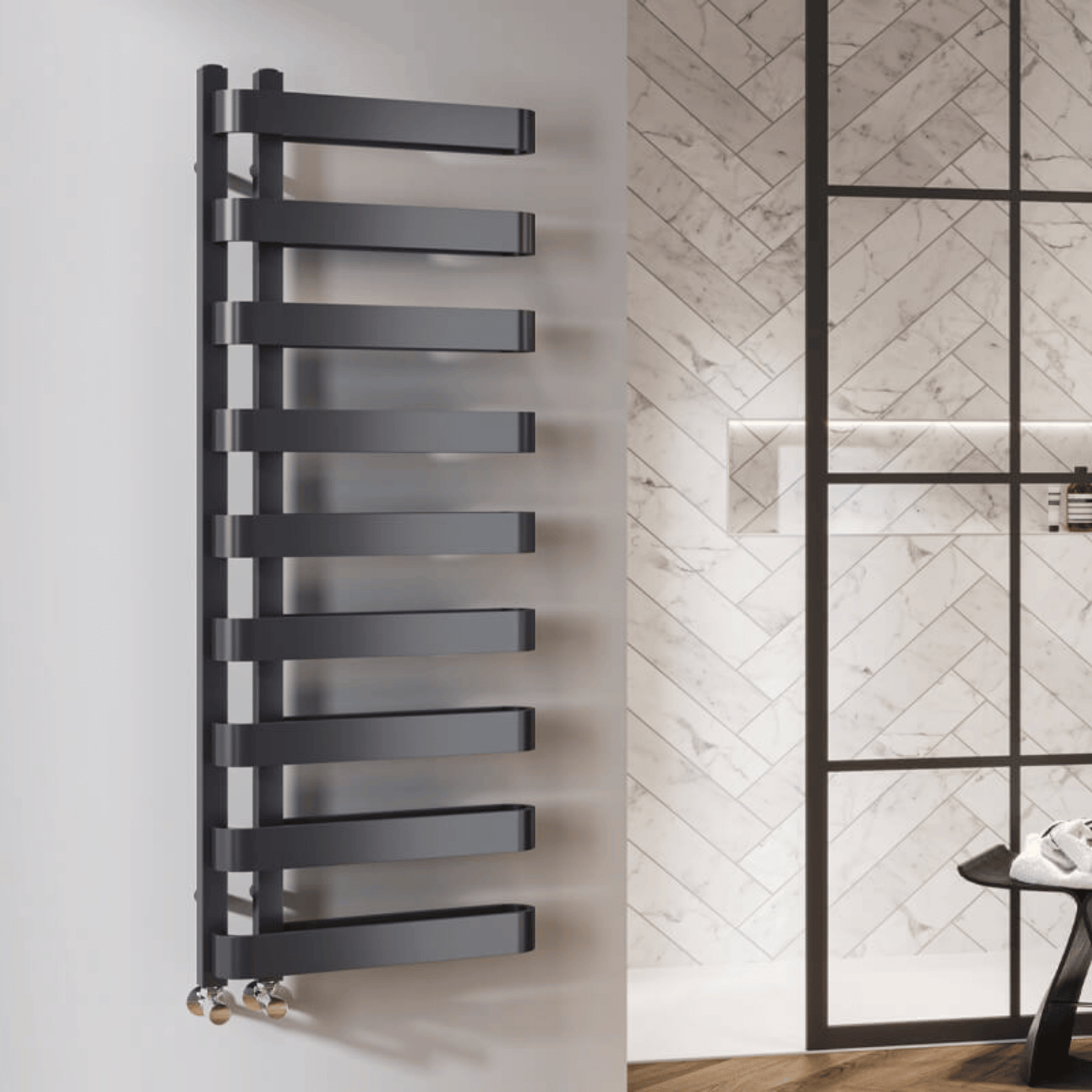DQ Azura Towel Rail - 1300mm x 500mm - Anthracite Texture (RAL 7016) - AZURA50/130-A