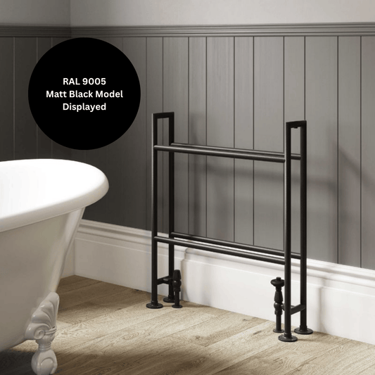 DQ Bale Floor Mounted Towel Rail - 850mm x 750mm - Un-lacquered Brushed Brass - BALE-BBU