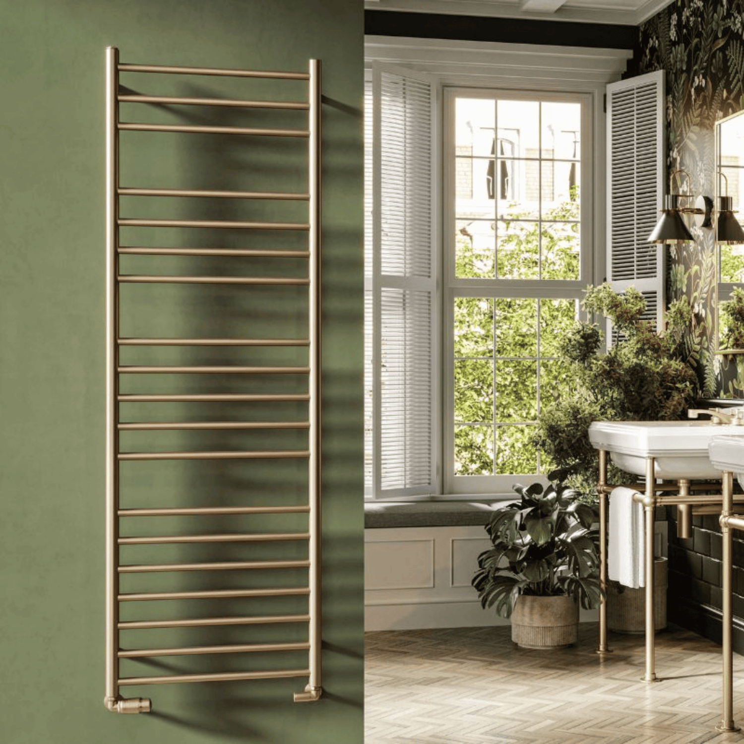 DQ Bonham Towel Rail with Essential Element - 700mm x 500mm - Brushed Brass - BONHAM-E 50/70-BB