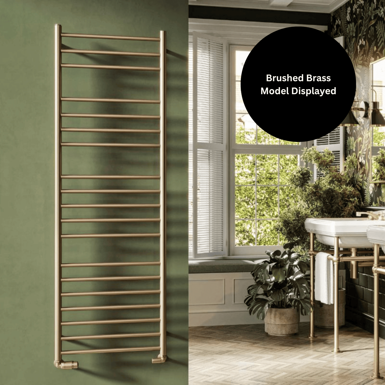 DQ Bonham Towel Rail with TEC Element - 700mm x 500mm - Brushed Brass - BONHAM-TEC 50/70-BB