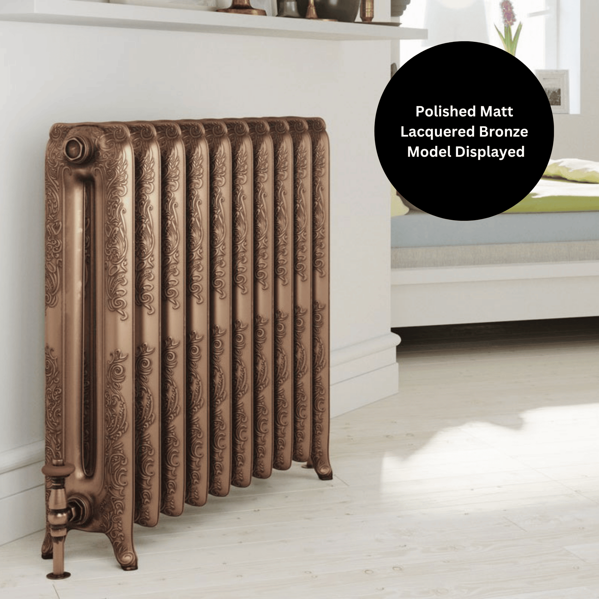 DQ Bronte Cast Iron Radiator - 960mm x 3070mm - Polished Matt Lacquered - CR/BRO/960/40-SP