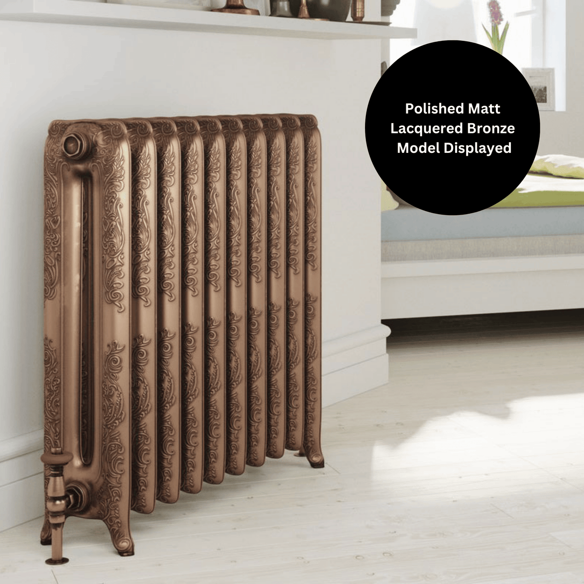 DQ Bronte Cast Iron Radiator - 960mm x 3070mm - Polished Matt Lacquered - CR/BRO/960/40-SP