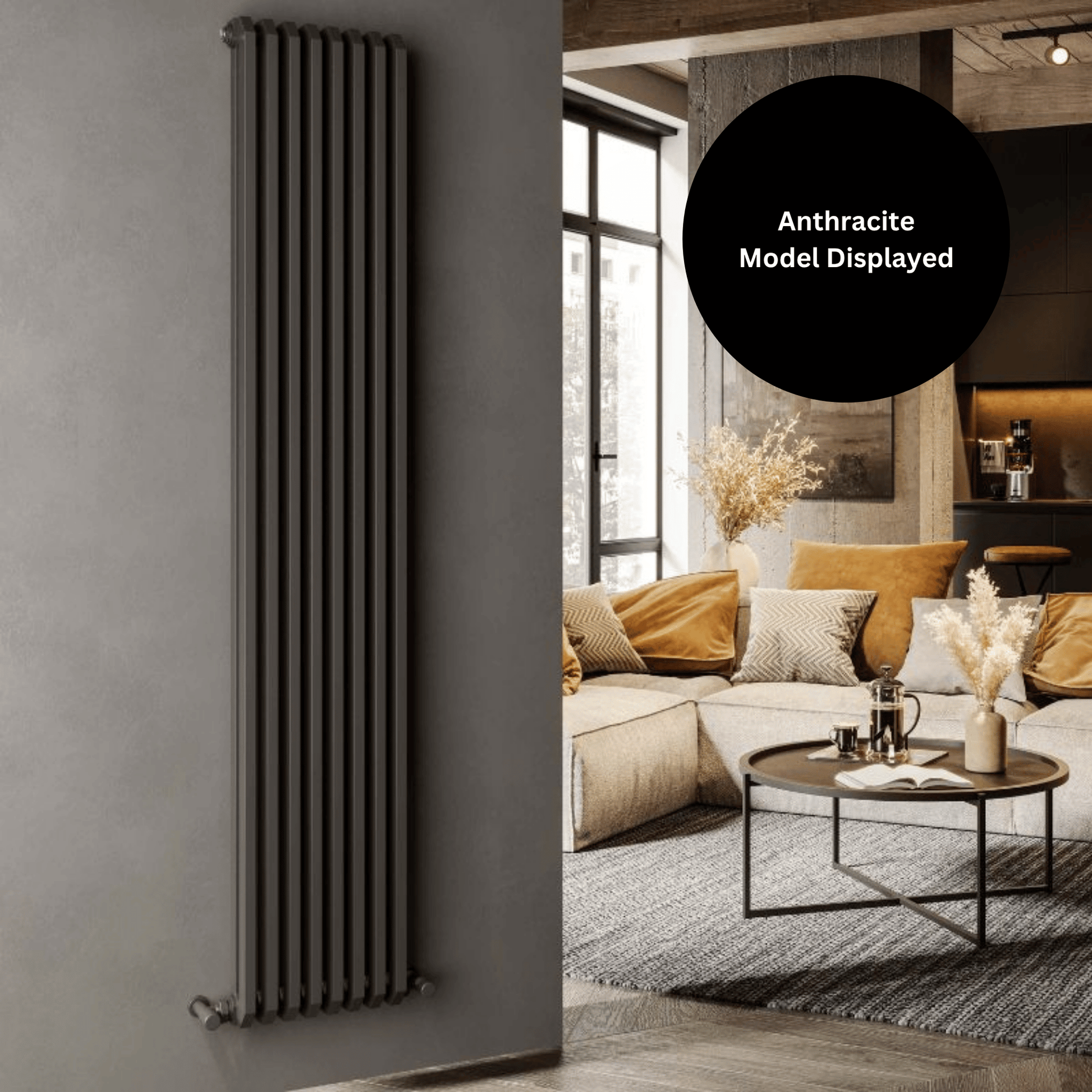 DQ Brunel Vertical Radiator - 1800mm x 512mm - White (RAL 9016) - BRUNEL1800/12-W