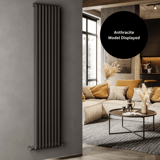 DQ Brunel Vertical Radiator - 1800mm x 348mm - White (RAL 9016) - BRUNEL1800/8-W