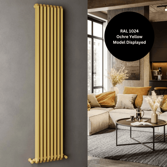 DQ Brunel Vertical Radiator - 1800mm x 348mm - F02 Ultra Matt Black - BRUNEL1800/8-UMB