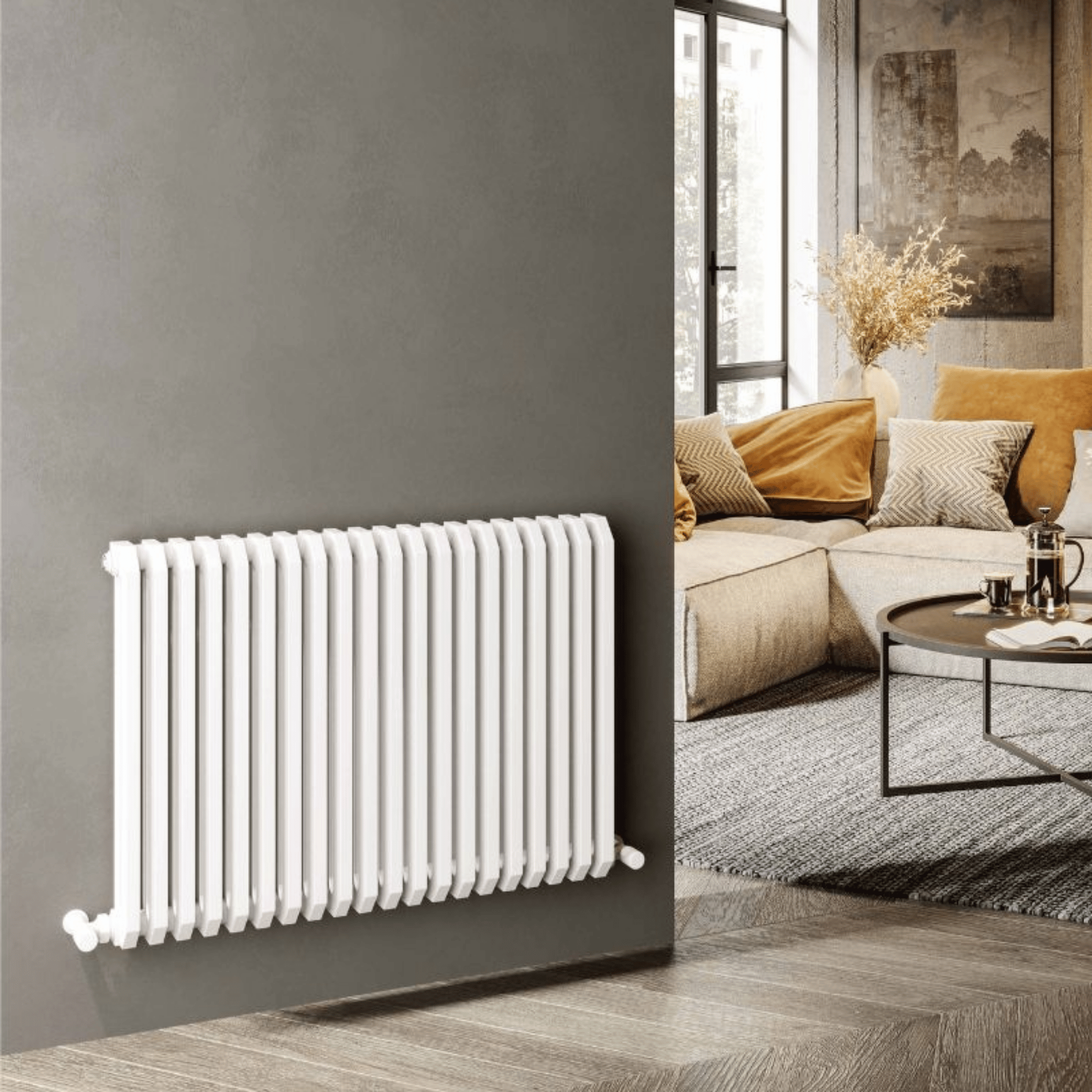 DQ Brunel Horizontal Radiator - 600mm x 1086mm - White (RAL 9016) - BRUNEL600/26-W