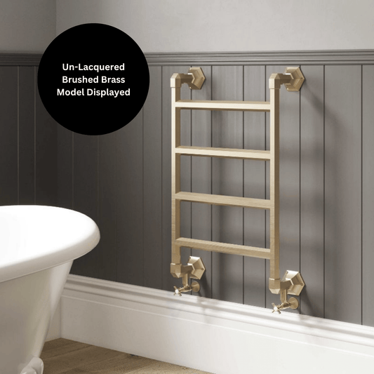 DQ Cantley Wall Mounted Towel Rail - 986mm x 700mm - Un-lacquered Polished Brass - CANTLEY-3-PBU