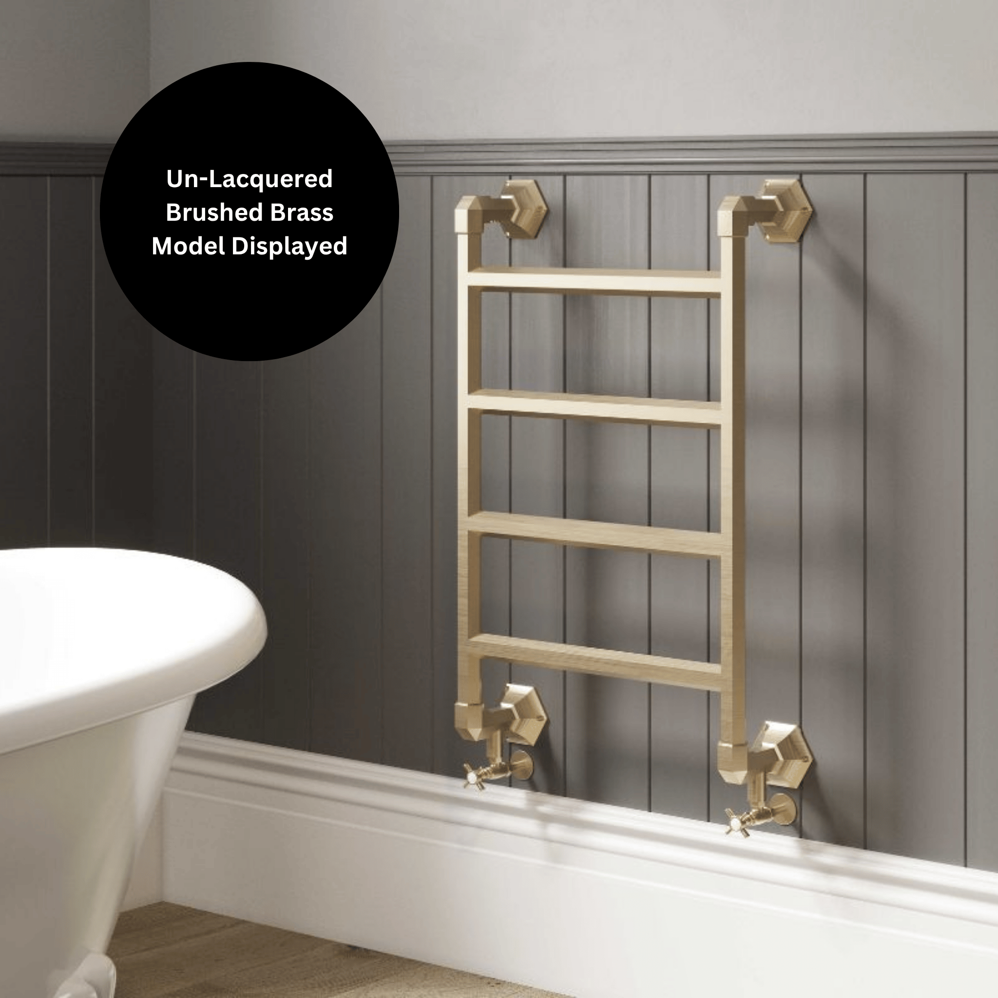 DQ Cantley Wall Mounted Towel Rail - 836mm x 550mm - Antique Brass - CANTLEY-1-AB