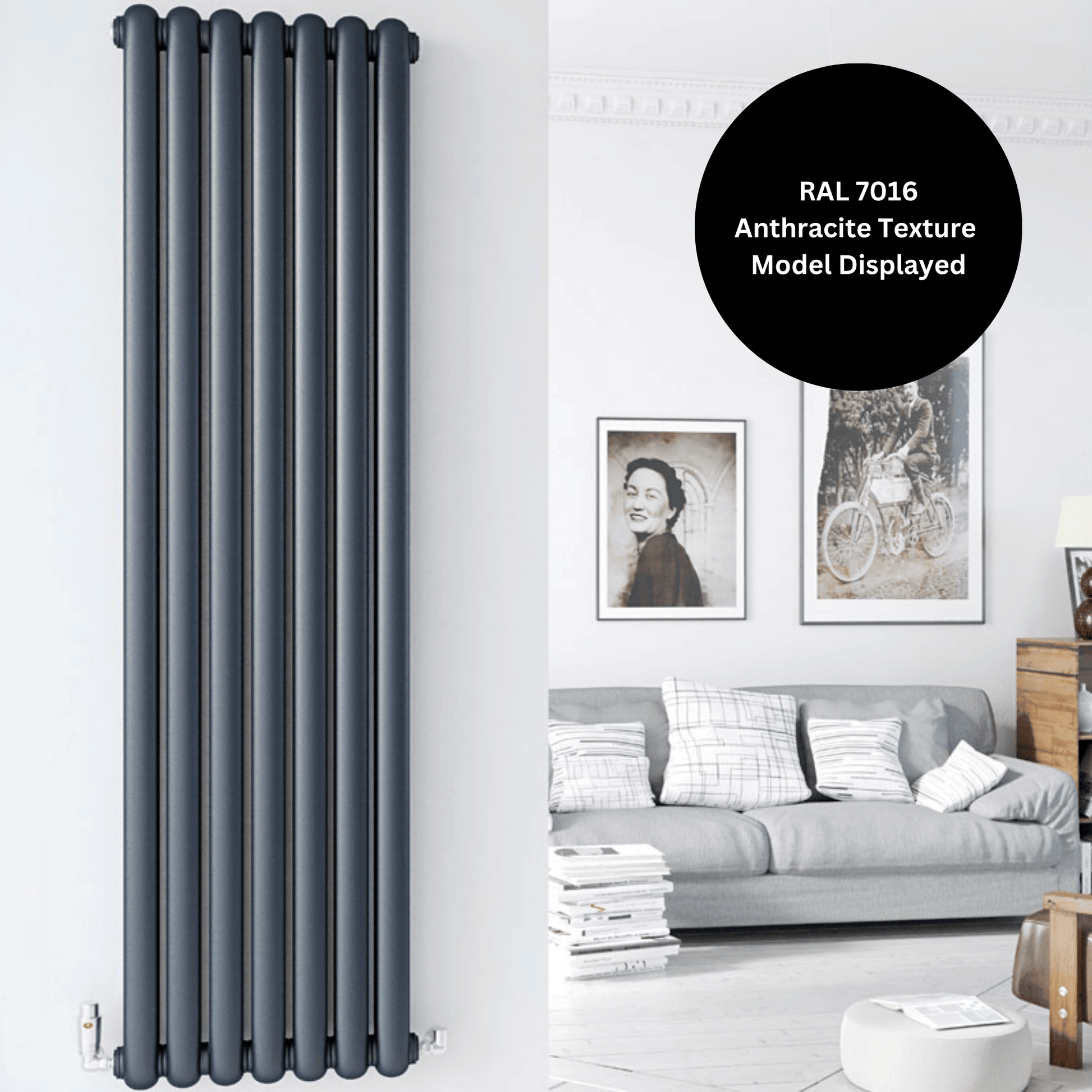 DQ Cassius Vertical Radiator - 1800mm x 510mm - RAL Colour/DQ Finishes - CASSIUS180/7-F