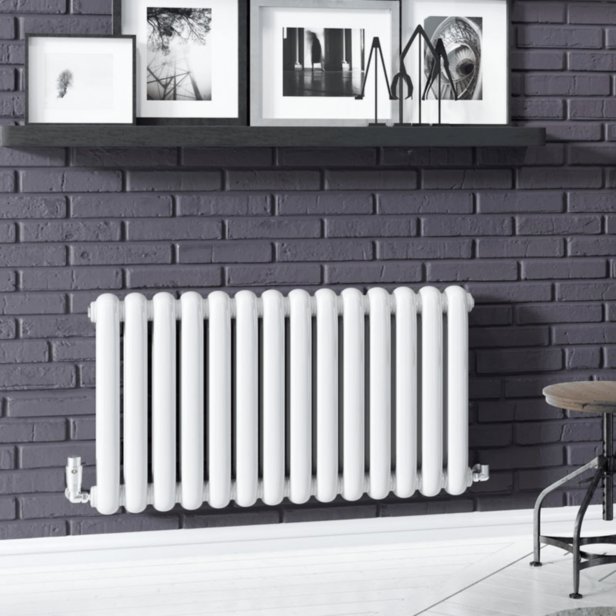 DQ Cassius Horizontal Radiator - 550mm x 507mm - White (RAL 9016) - CASSIUS550/7-W