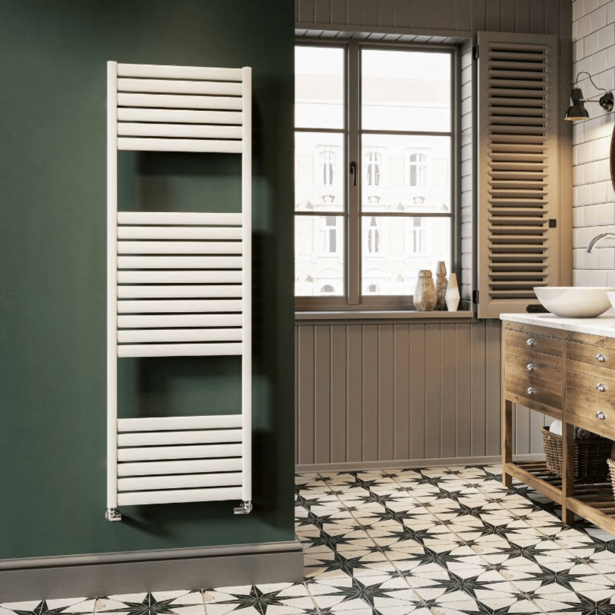 DQ Cornelli Towel Rail - 1500mm x 480mm - Matt White (RAL 9016) - COR50/150-MW