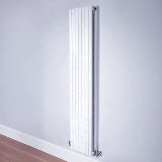 DQ Cove Single Vertical Radiator - 1800mm x 413mm - White Gloss (RAL 9016) - COVE180/7-W