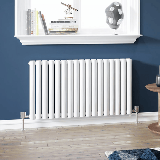DQ Cove Double Horizontal Radiator - 550mm x 1412mm - White Gloss (RAL 9016) - COVE550/24D-W