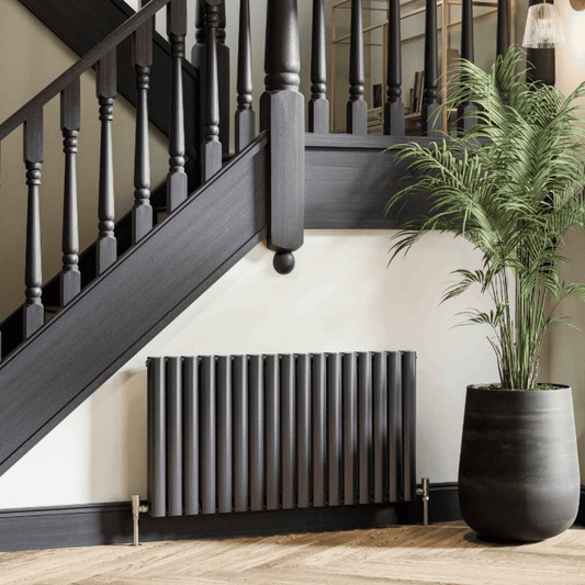 DQ Cove Double Horizontal Radiator - 550mm x 1412mm - Anthracite Texture (RAL 7016) - COVE550/24D-A