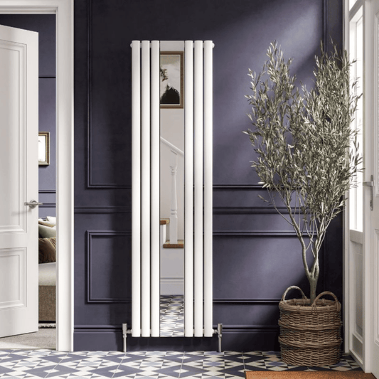 DQ Cove Mirror Vertical Radiator - 1800mm x 500mm - White Gloss (RAL 9016) - COVEM180/6-W