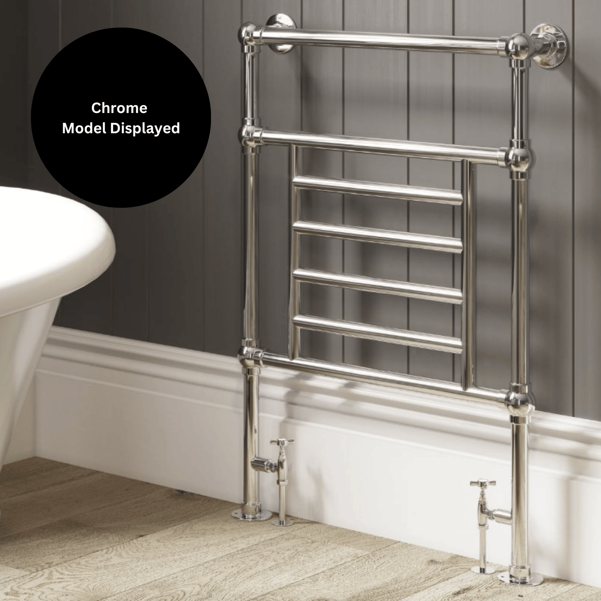 DQ Cranwich Floor Mounted Towel Rail - 952mm x 989mm - Un-lacquered Polished Brass - CRANWICH-3-PBU