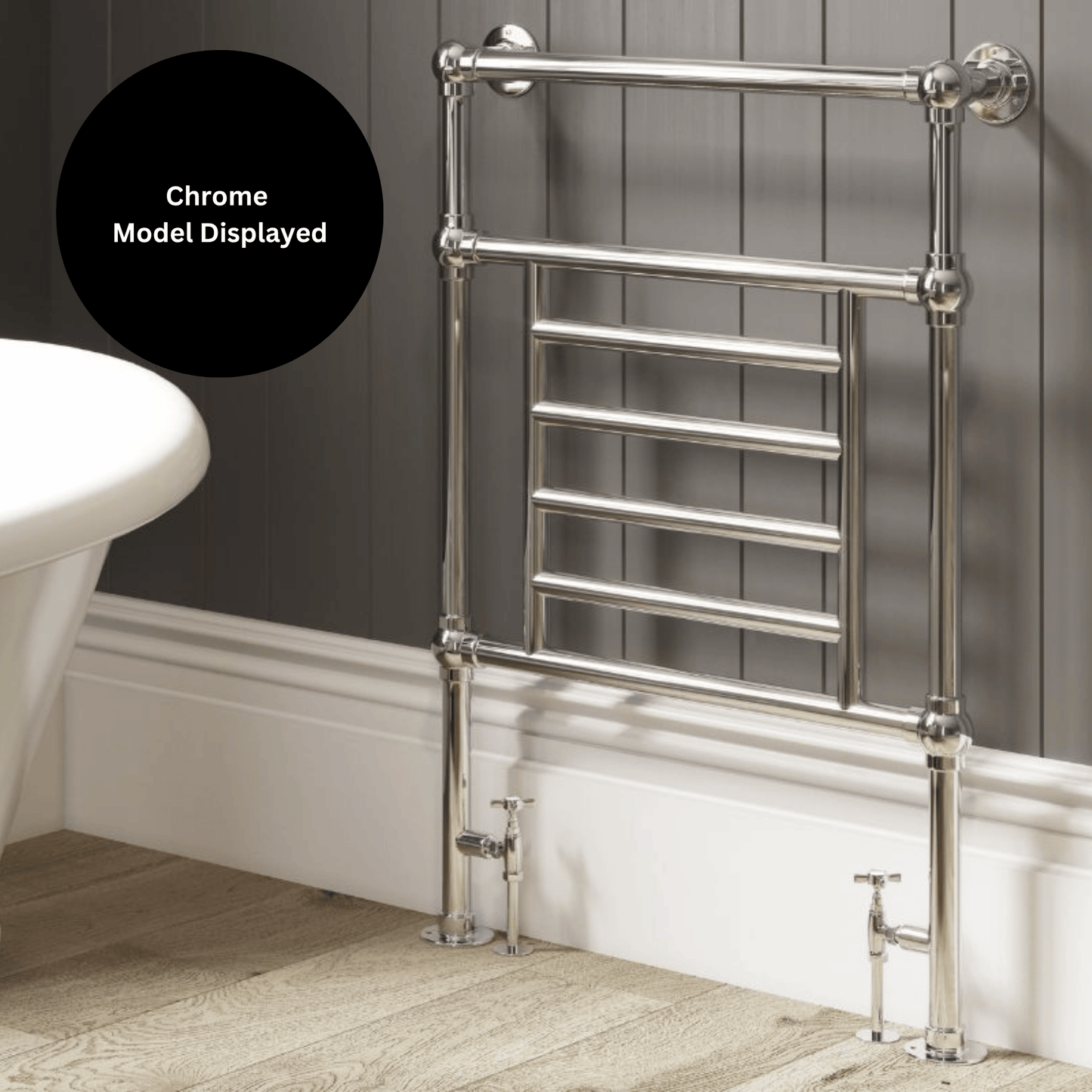 DQ Cranwich Floor Mounted Towel Rail - 952mm x 837mm - Un-lacquered Polished Brass - CRANWICH-2-PBU