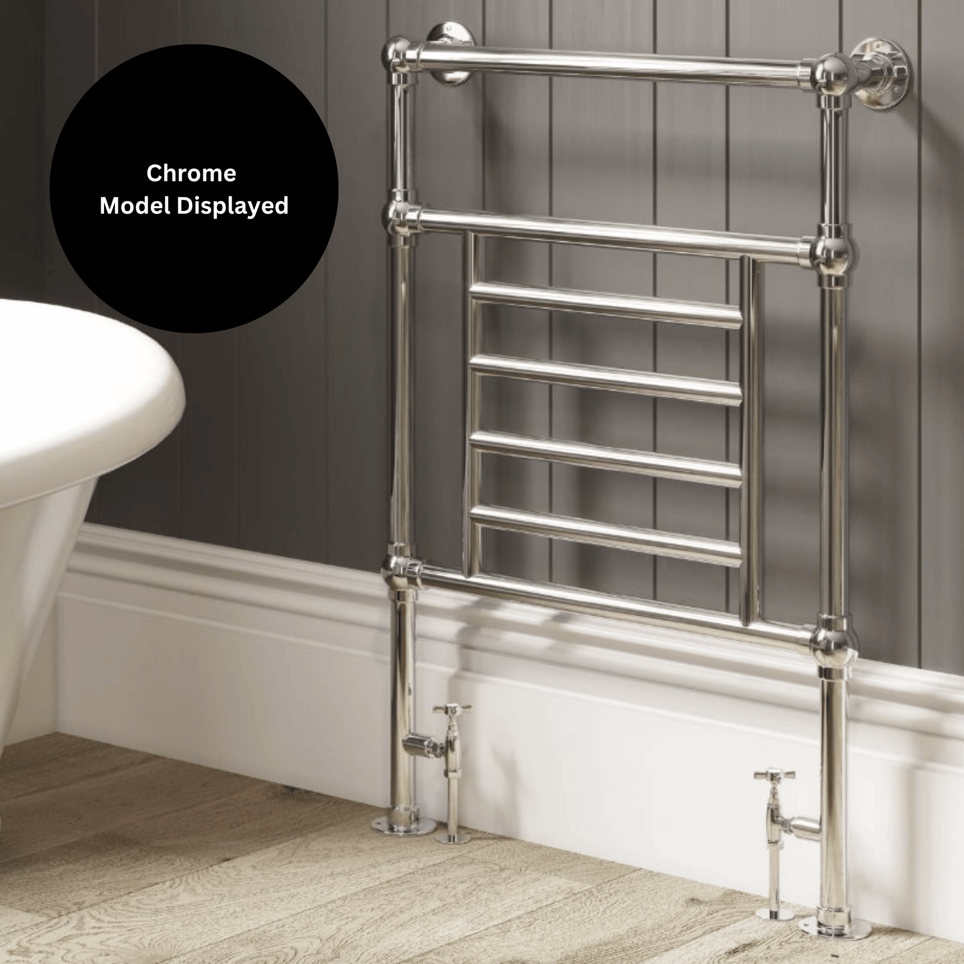 DQ Cranwich Floor Mounted Towel Rail - 952mm x 837mm - Un-lacquered Polished Brass - CRANWICH-2-PBU