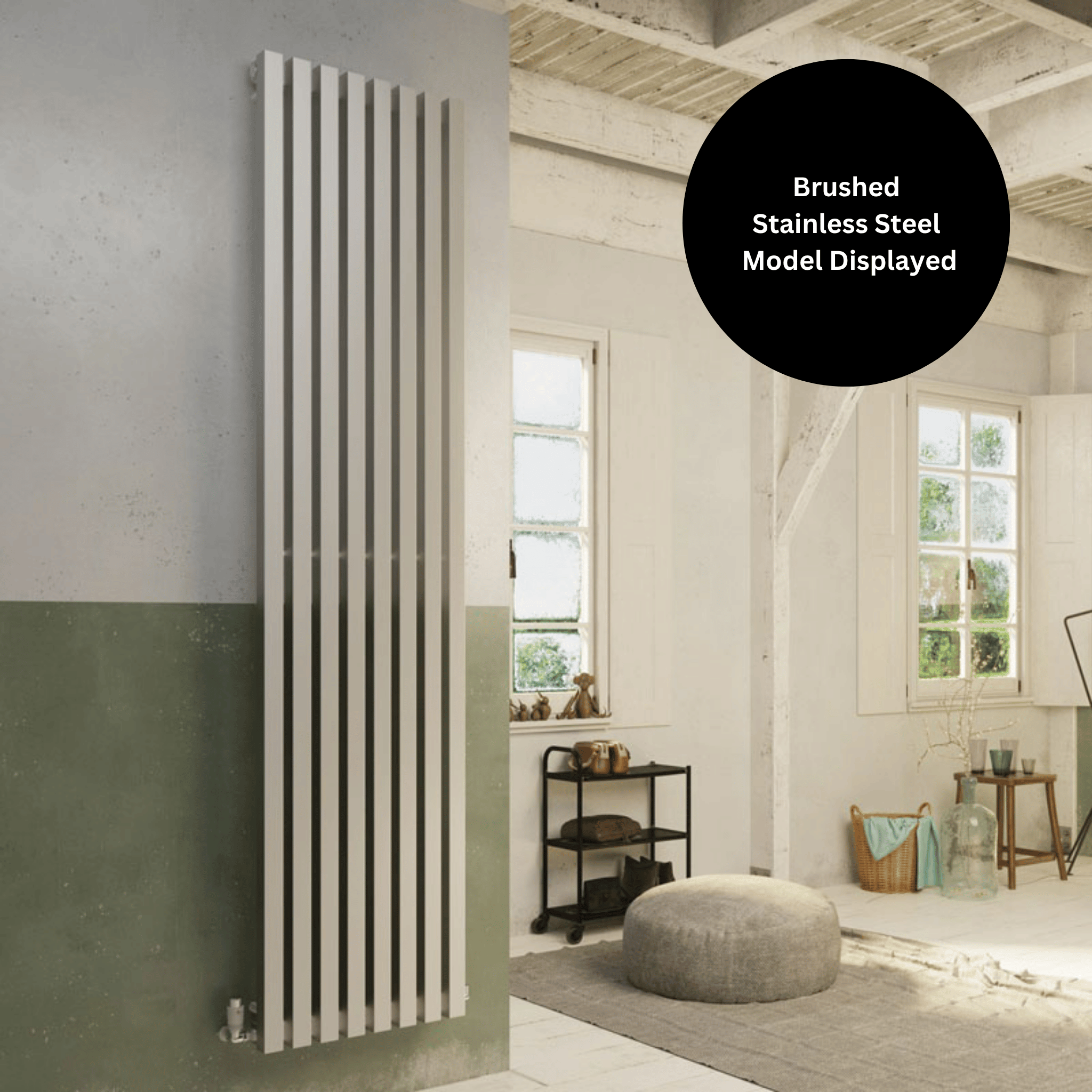 DQ Dune Vertical Radiator - 2000mm x 280mm - Polished Stainless Steel - DUNE200/5-P