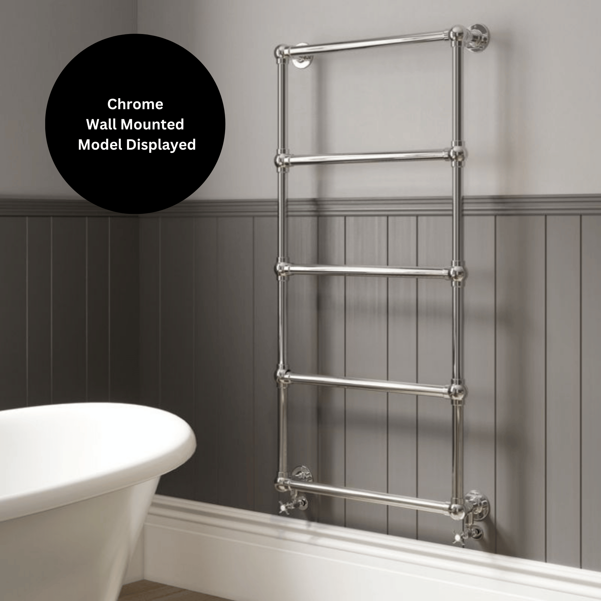 DQ Elveden Wall Mounted Towel Rail - 1599mm x 837mm - Brushed Chrome - ELVEDEN-3W-CB