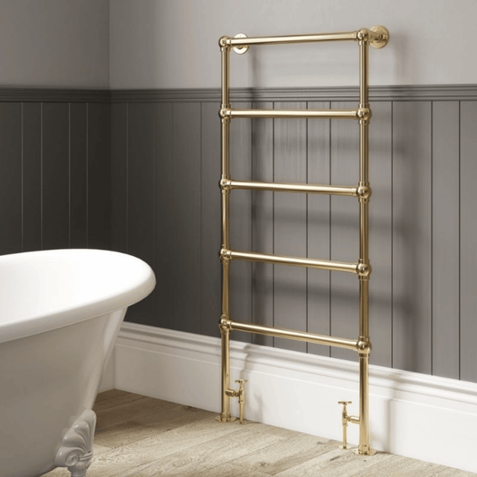 DQ Elveden Floor Mounted Towel Rail - 1592mm x 837mm - Polished Gold - ELVEDEN-3-PG