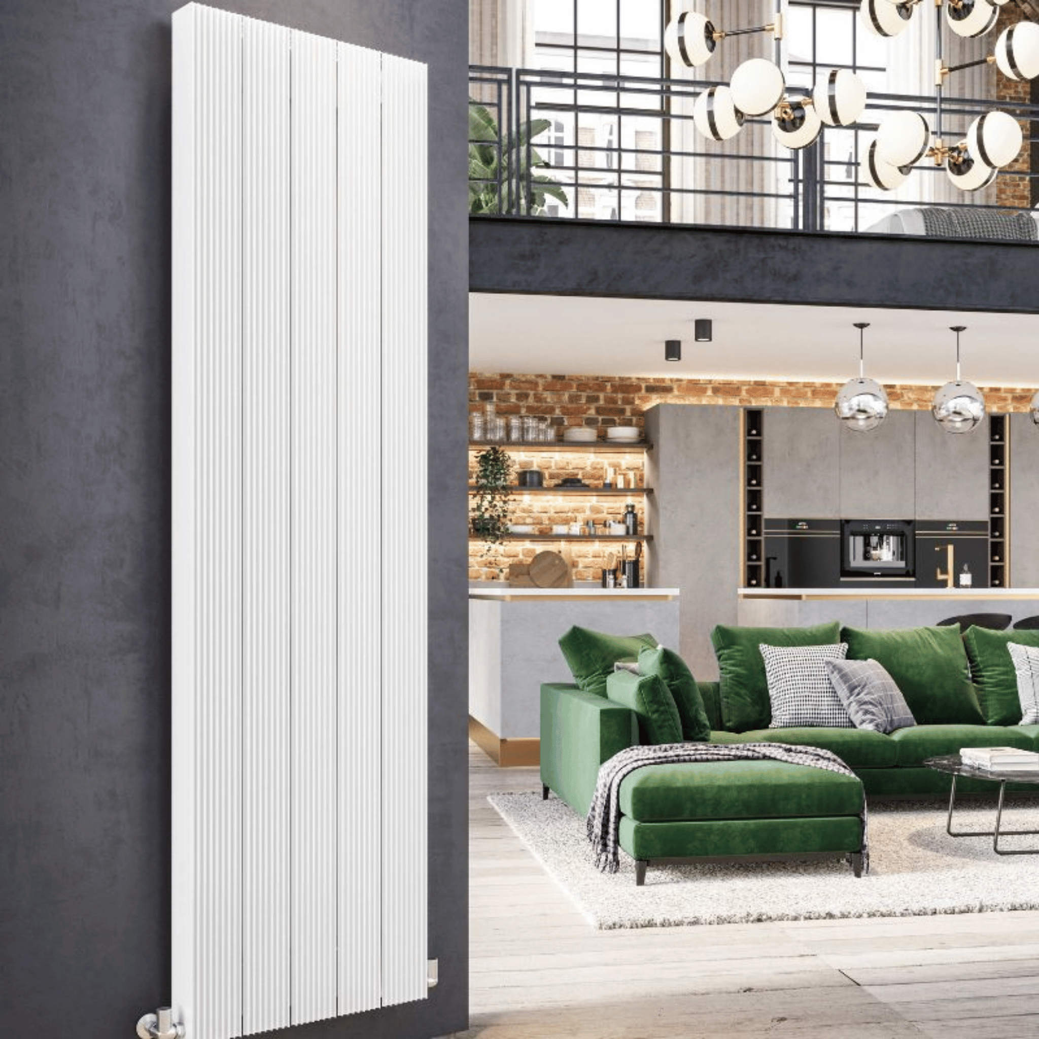 DQ Galena Vertical Radiator - 1800mm x 375mm - White Matt (RAL 9016) - GALENA180/5-W