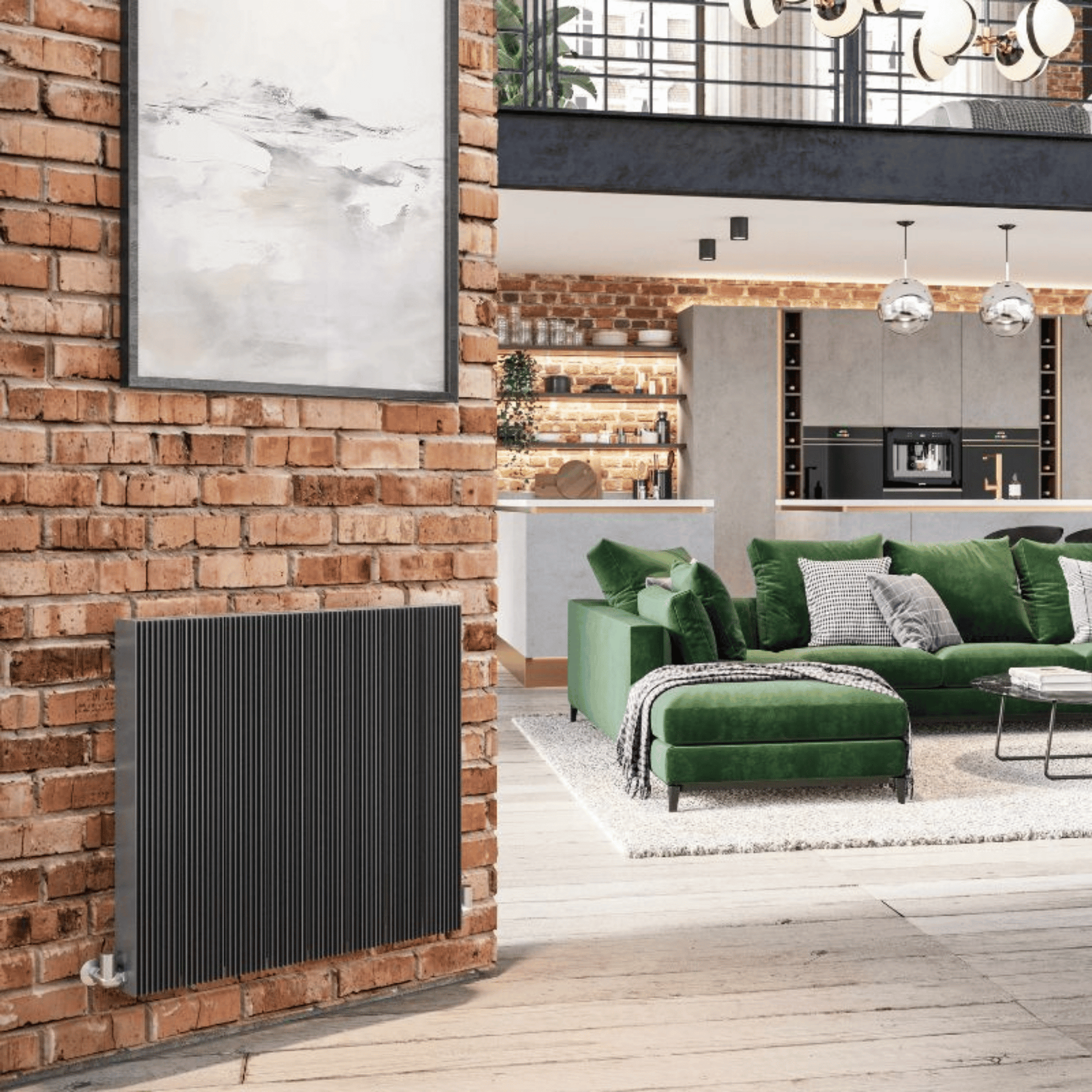 DQ Galena Horizontal Radiator - 600mm x 1425mm - Anthracite Texture (RAL 7016) - GALENA600/19-A