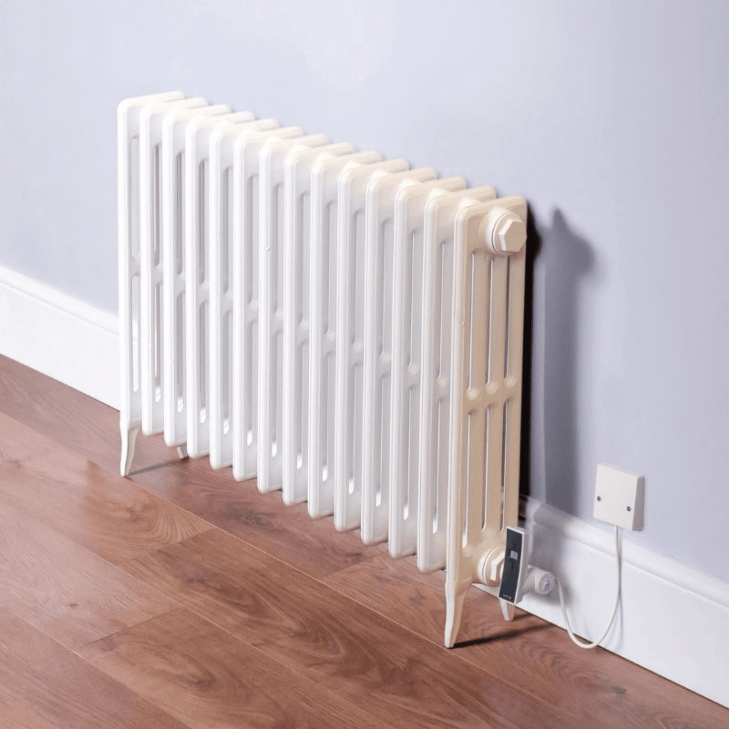 DQ Hawkshaw Electric 4 Column Cast Iron Radiator - 760mm x 1215mm - White (RAL 9010) - HAWK-E760/18-W