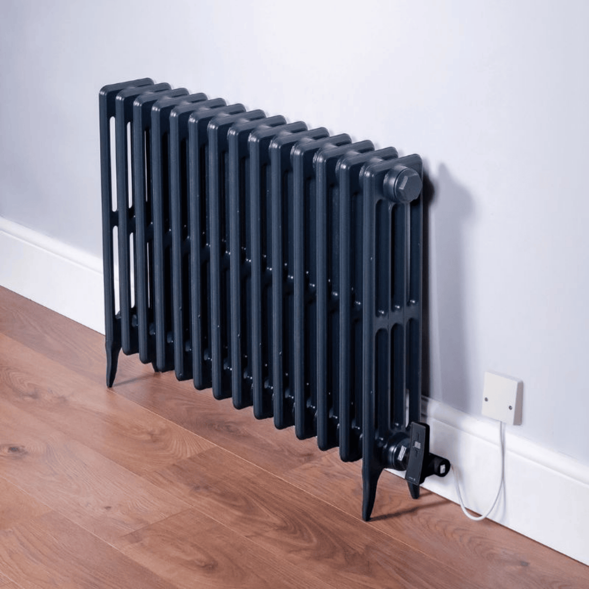 DQ Hawkshaw Electric 4 Column Cast Iron Radiator - 760mm x 1215mm - Anthracite (RAL 7016) - HAWK-E760/18-A