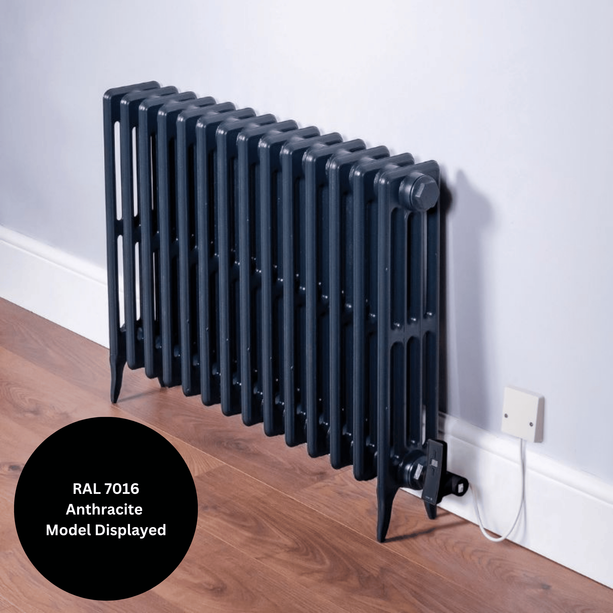 DQ Hawkshaw Electric 4 Column Cast Iron Radiator - 460mm x 735mm - Black Primer - HAWK-E460/10-BP