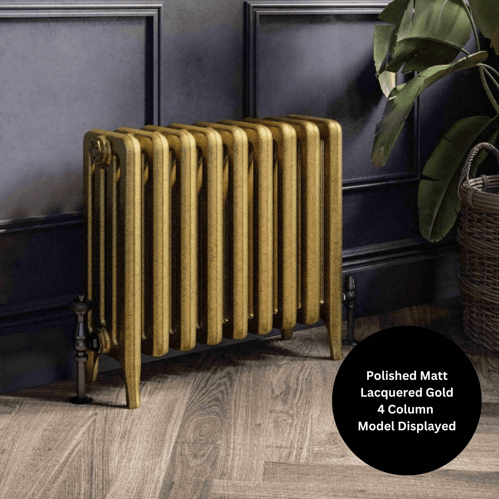 DQ Herbie 4 Column Cast Iron Radiator - 750mm x 2430mm - Polished Lacquered - CR/HER4/750/40-PLF