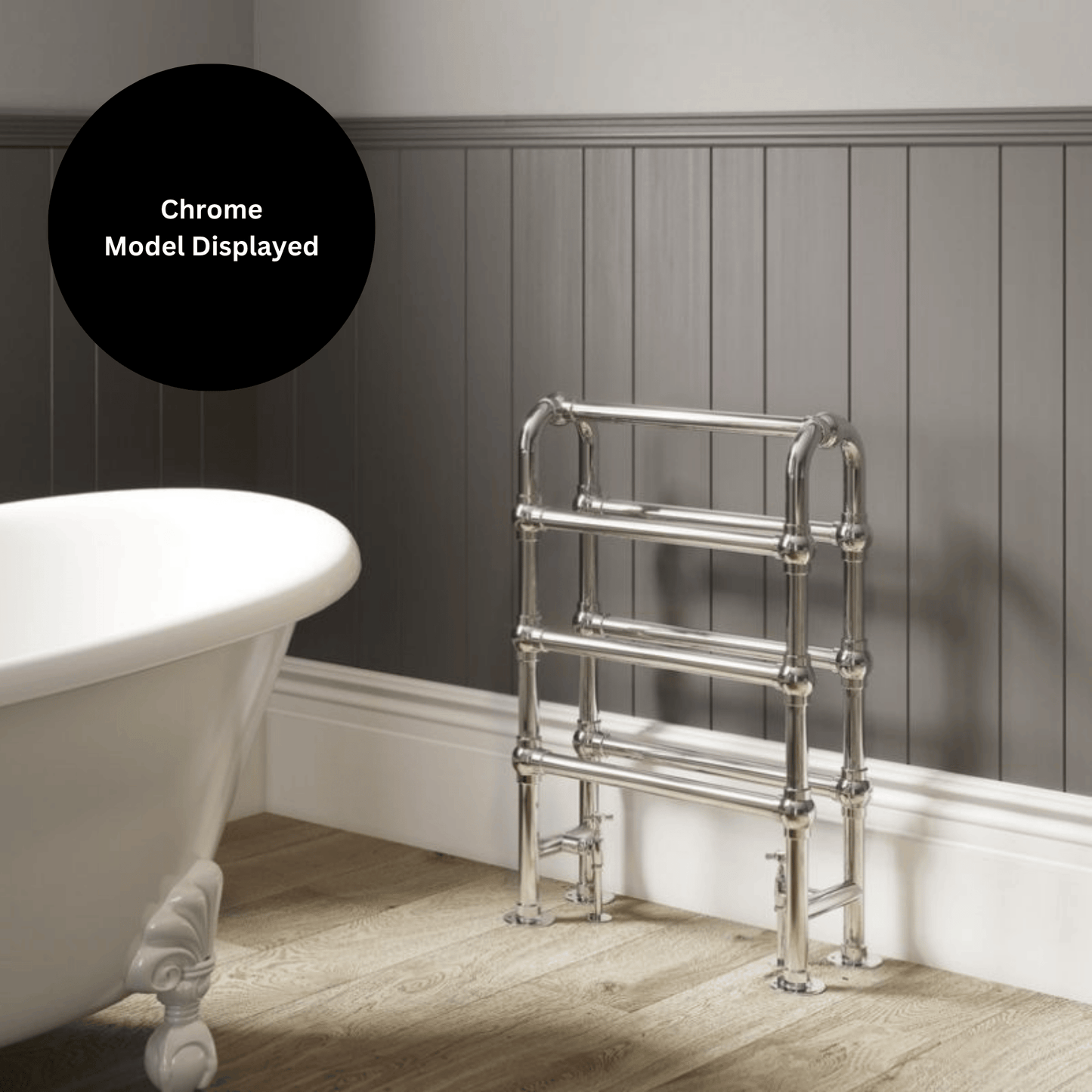 DQ Hilborough Floor Mounted Towel Rail - 785mm x 685mm - Chrome - HILBOROUGH-1-CP