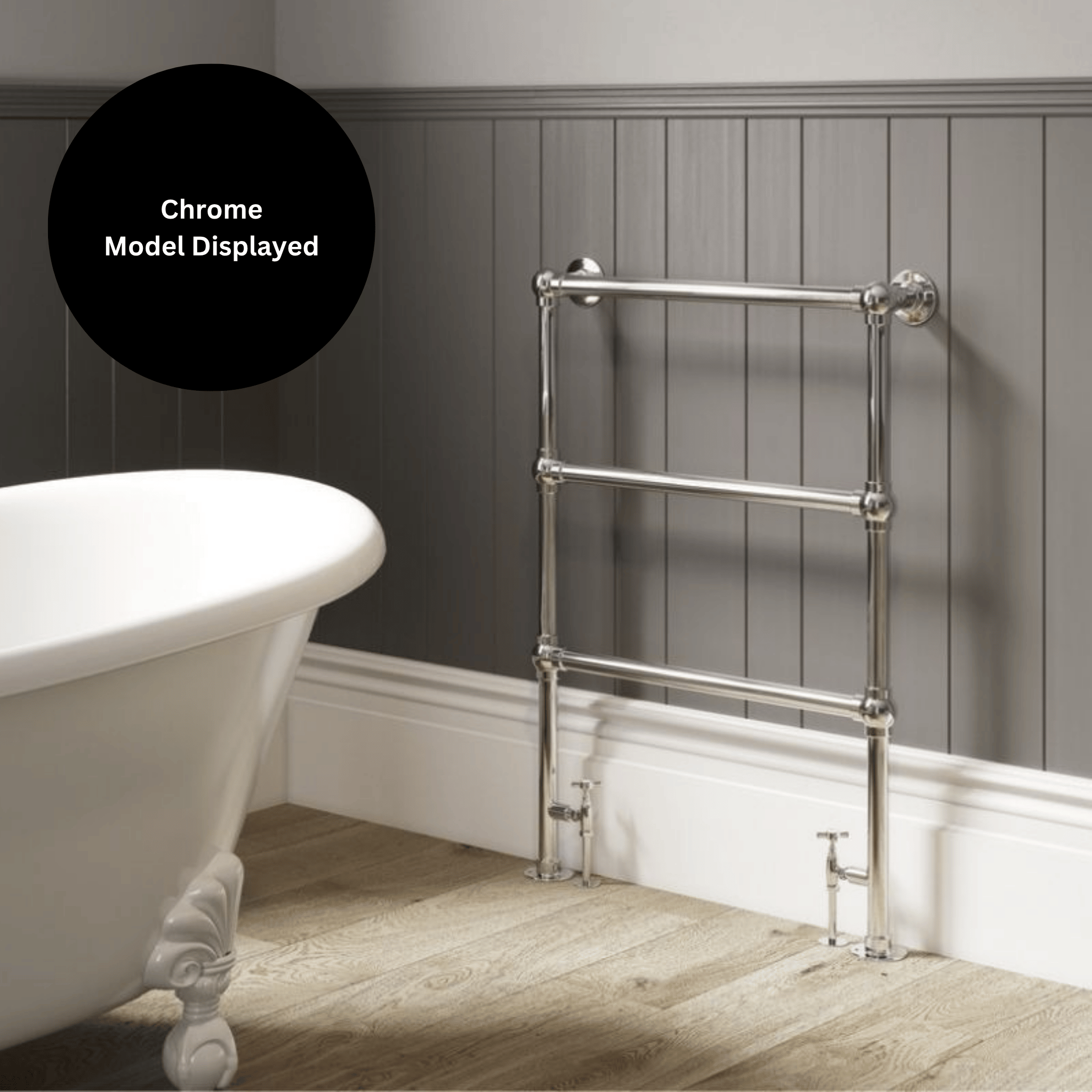 DQ Ickburgh Floor Mounted Towel Rail - 952mm x 500mm - Antique Brass - ICKBURGH-1-AB