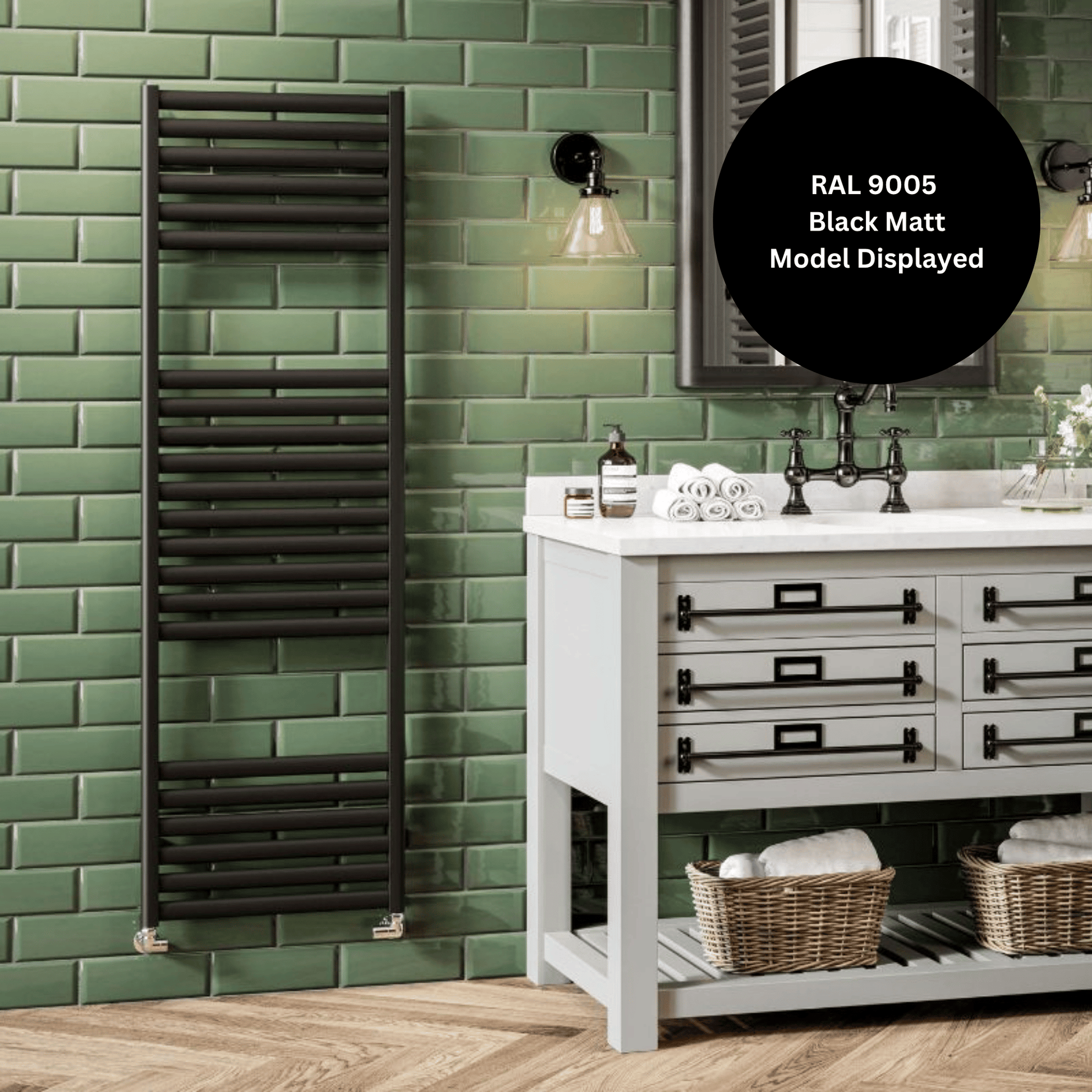 DQ Indio Towel Rail - 700mm x 480mm - White Matt (RAL 9016) - INDIO50/70-MW